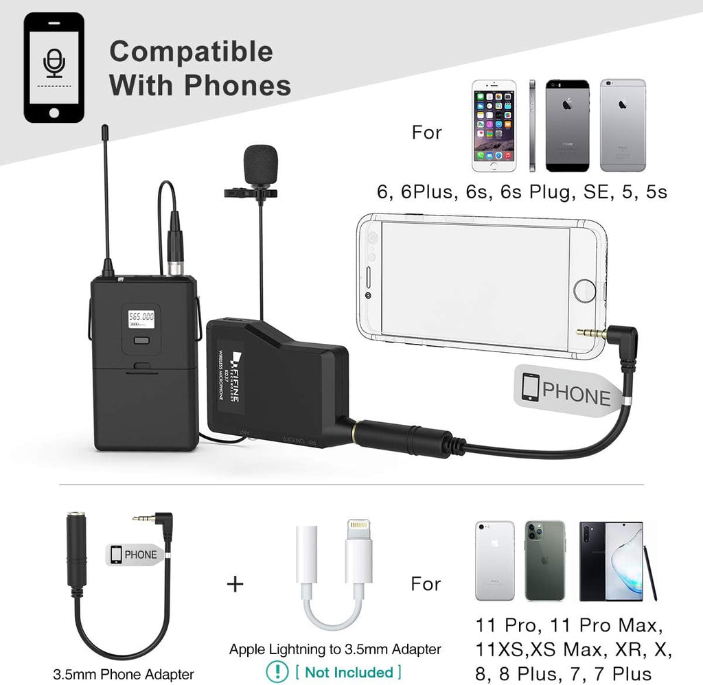 Wireless Microphone System with Headset and Lavalier Lapel Mics H730