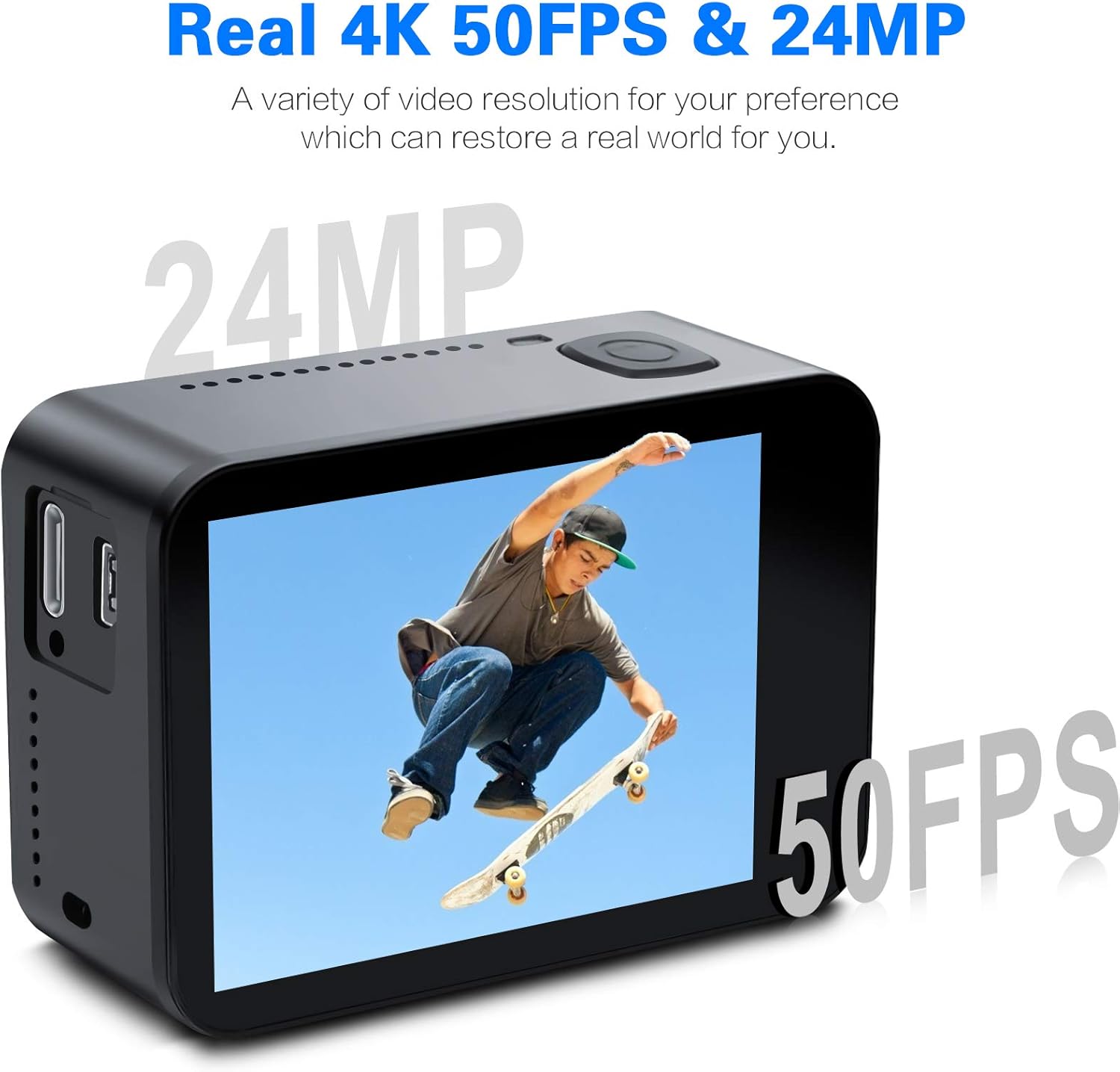4K Action Camera 50fps 24MP Touch Screen 40M Waterproof WiFi Sport Camera with Remote Control and 32GB Micro SD Card Z649