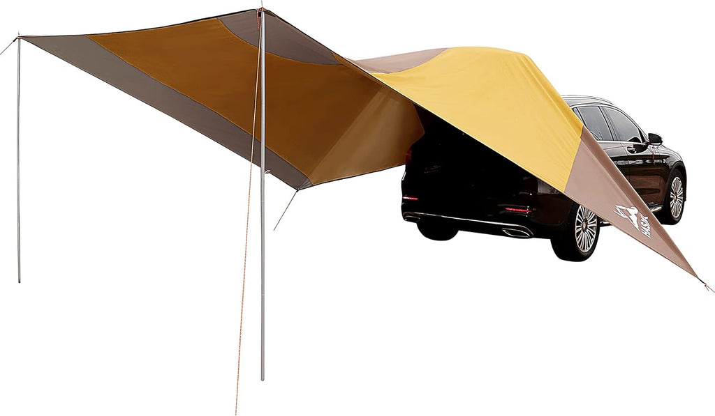 Car Awning Camping Tarp Waterproof Ripstop with 4 Poles K952869
