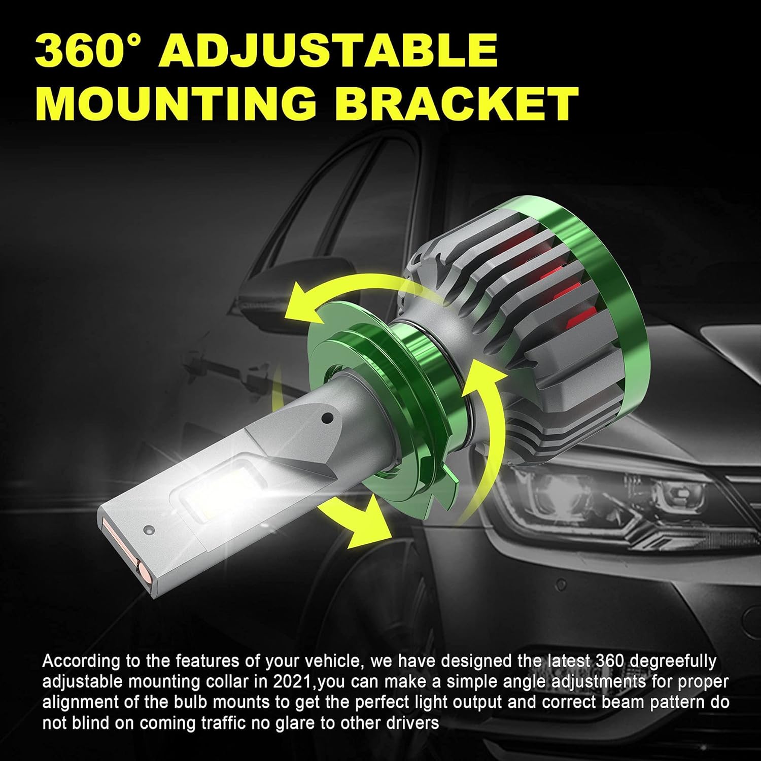 240W 28800LM H7+H7 LED Headlight Bulbs Combo Package, 6000K CSP Chips Conversion Kit, 4 Pack Q461