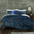 Indigo 3-Piece King Linen Velvet Duvet Cover Set H904