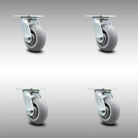 Thermoplastic Rubber Swivel Caster Set of 4 with Bolt on Locks Z583