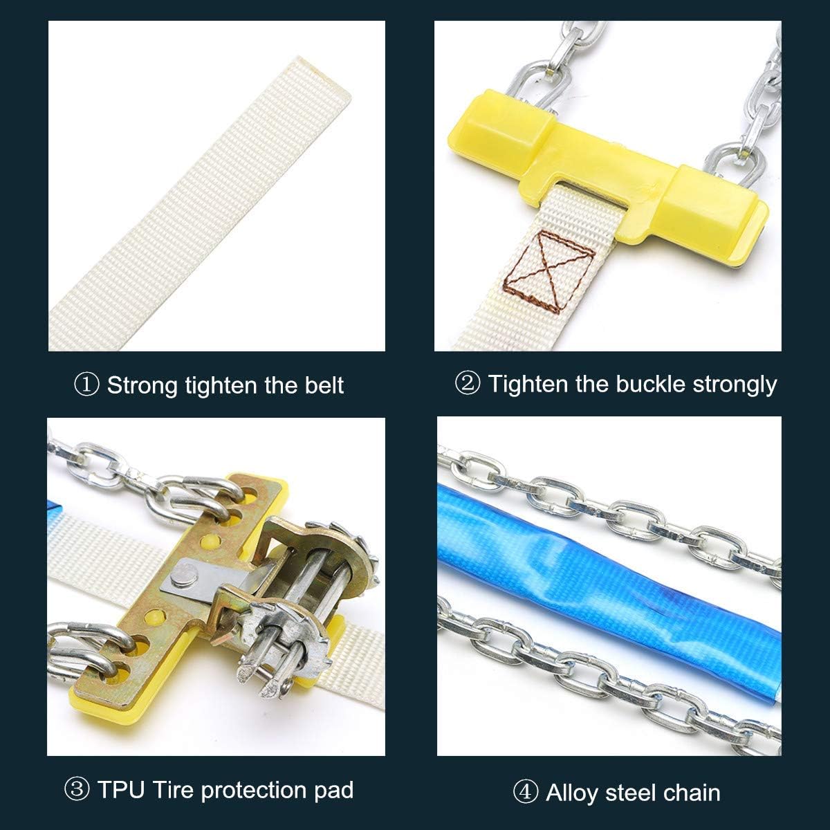 10 Packs Anti Slip Tire Chains with Thickened Manganese Steel D1236