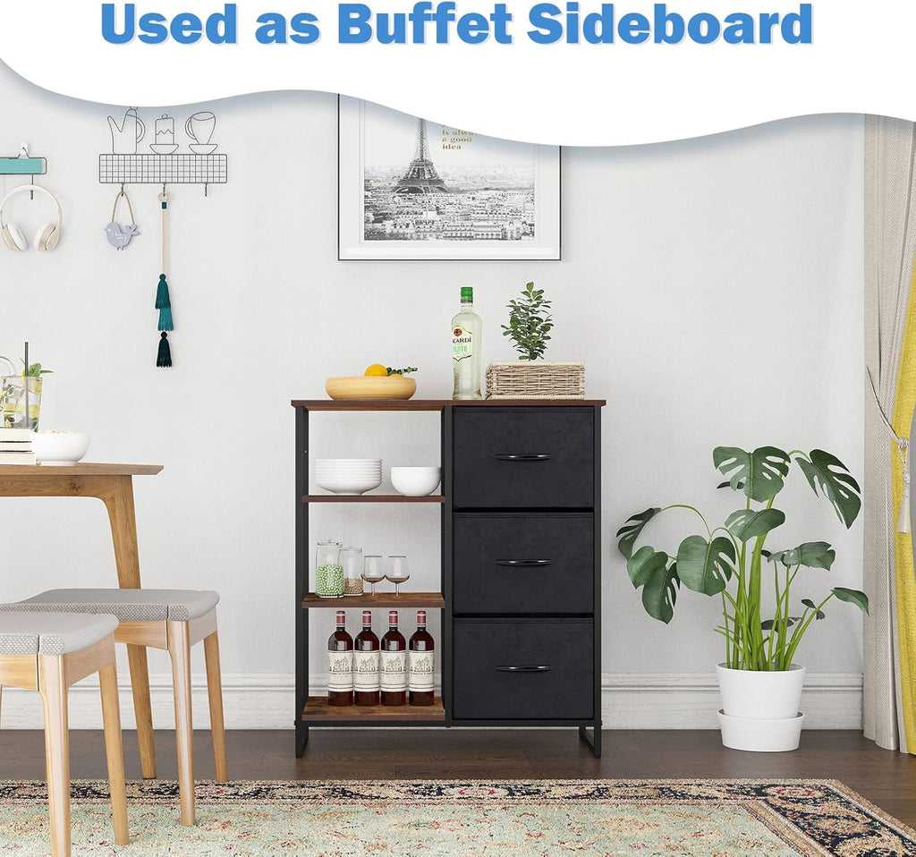 3 Drawer Dresser with Shelves J608