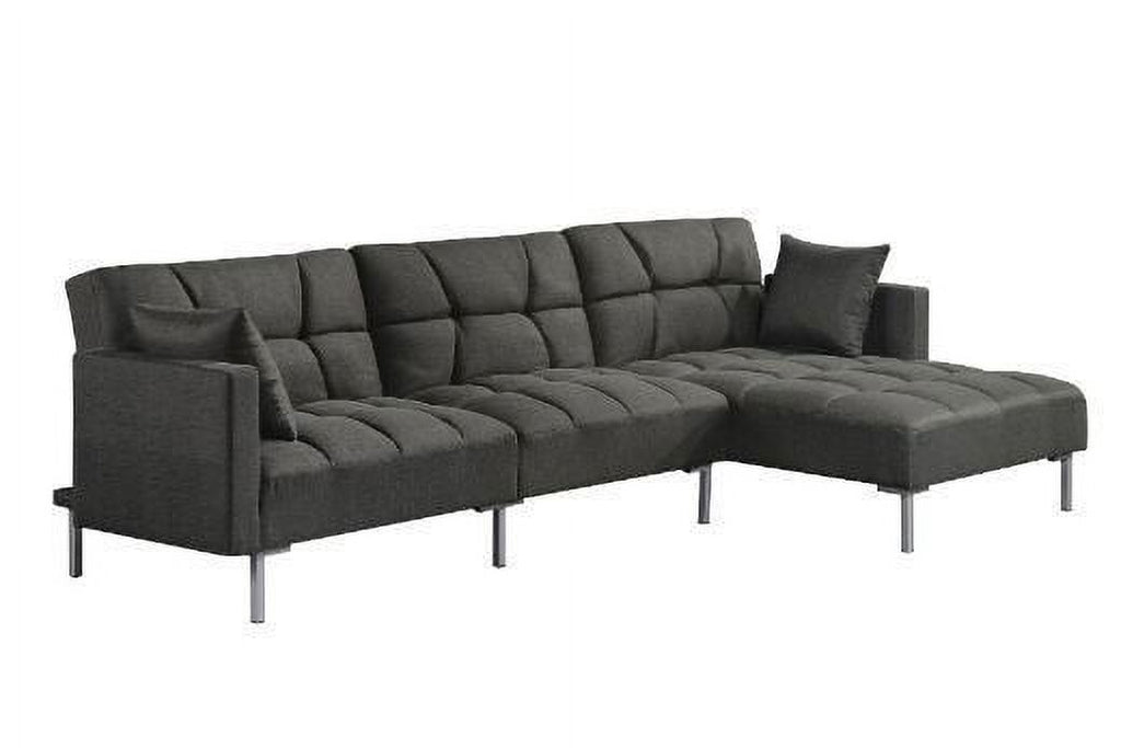 Adjustable Fabric Sectional Sofa with 2 Pillows Dark Gray S1335