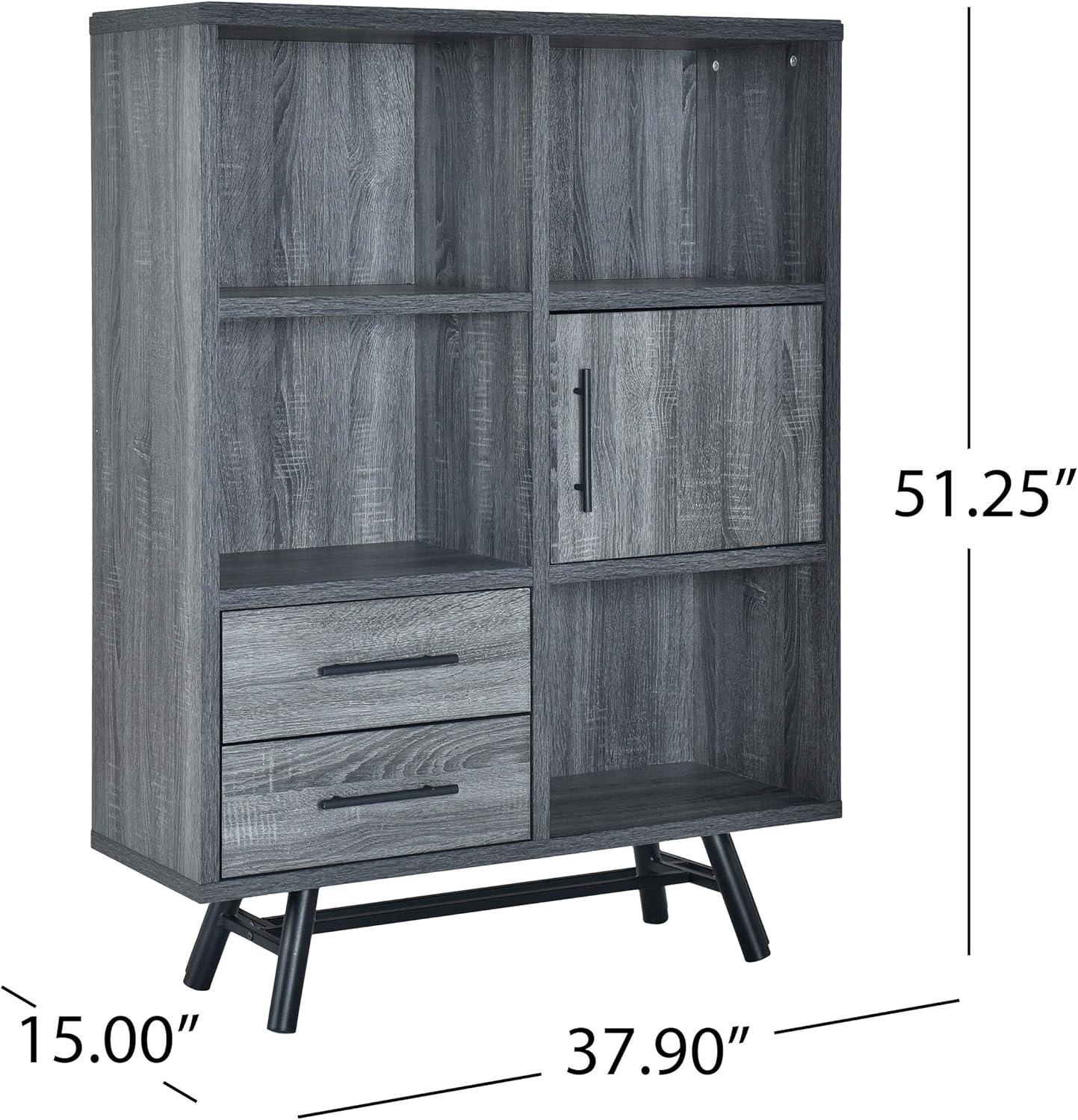 6 Shelf Multi-Functional Cabinet, Sonoma Oak + Black F398941