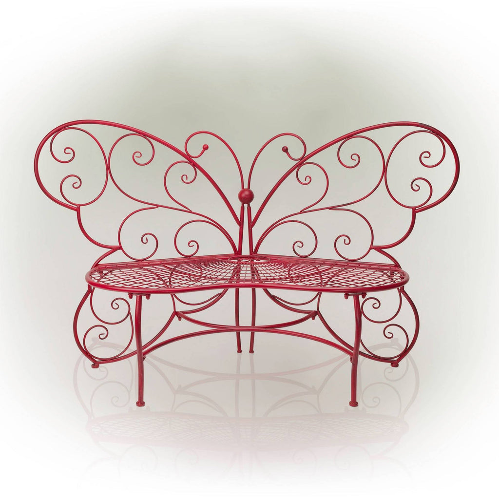 Red Butterfly Metal Bench X2213