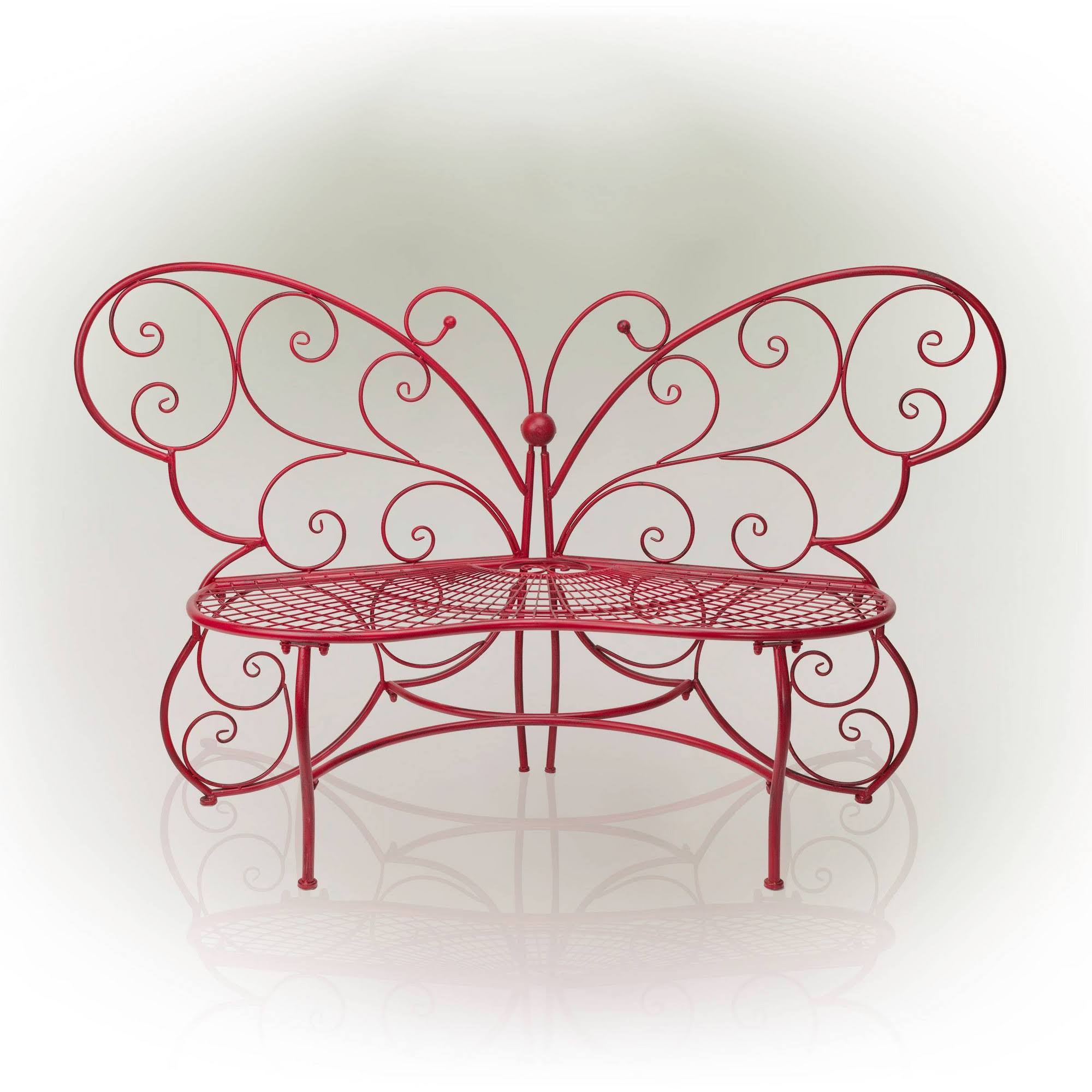 Red Butterfly Metal Bench X2213