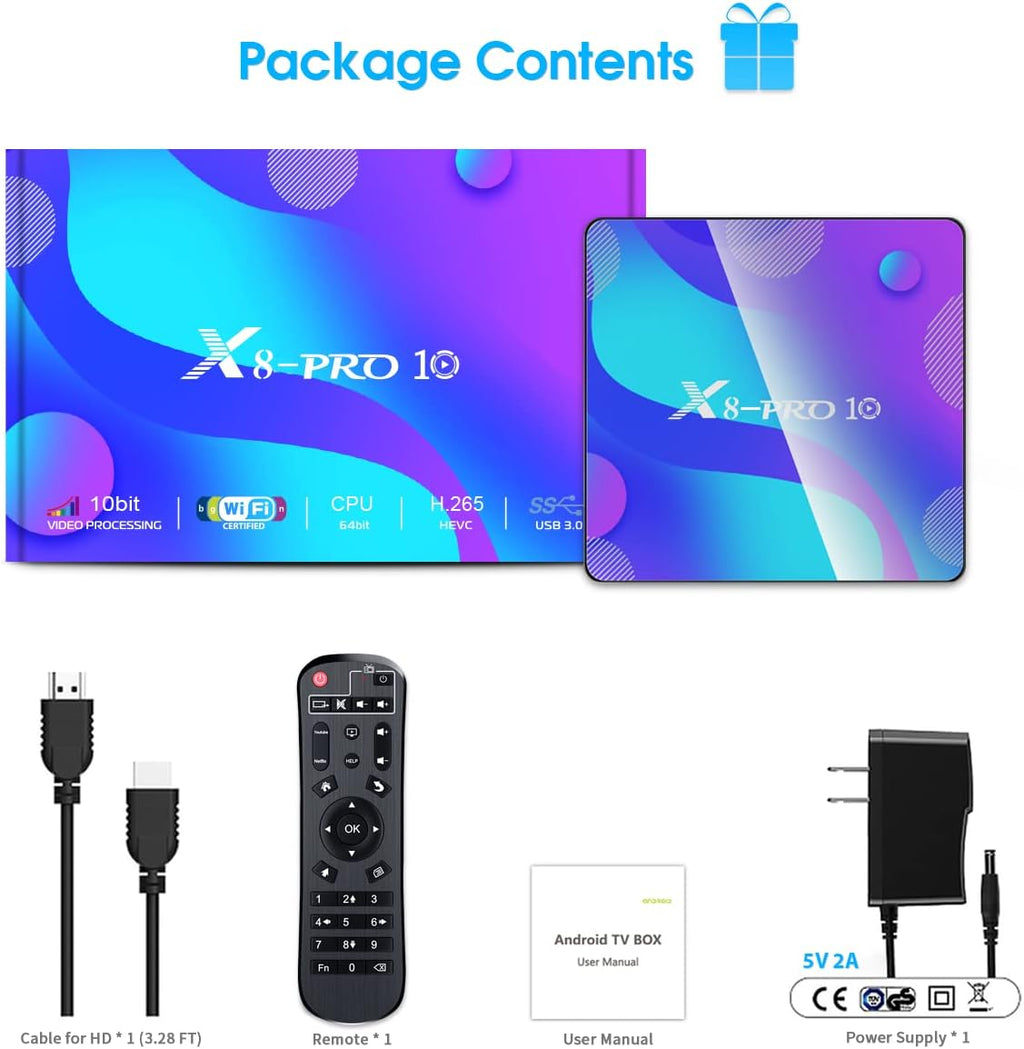Android 11.0 TV Box 4GB RAM 64GB ROM Quad-Core 4K Pack of 2 E48484