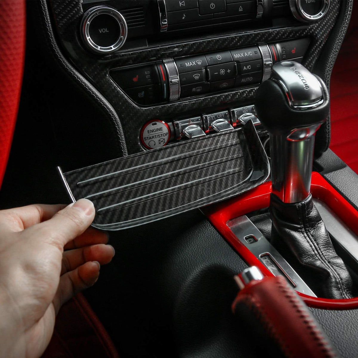 ABS Gear Shift Storage Organizer Trim Cover for Ford Mustang 2015-2021 V79059