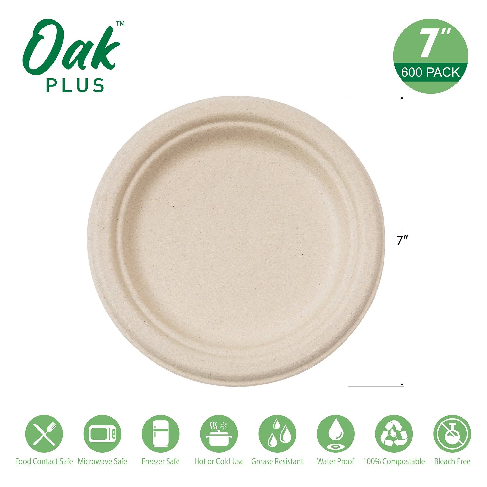 300 Pack White Compostable Sugarcane Plates G2311