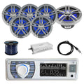 Marine Receiver Stereo with 2-Way 180W 6.5" Loud-SPKR (3-Pairs), Marine Antenna, 4-Chan Amplifier & 50' 16G SPKR Wire R328