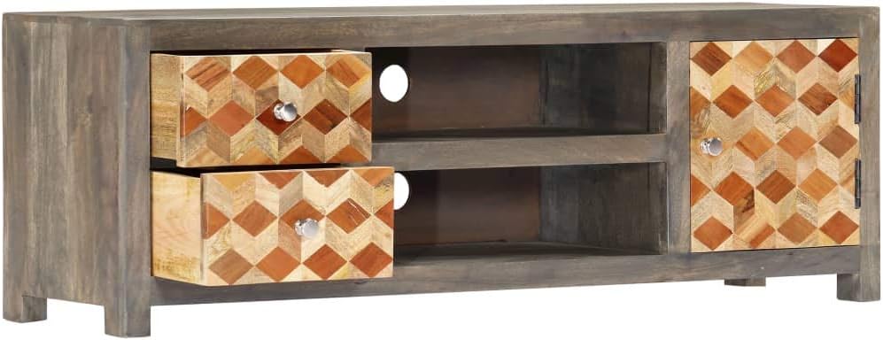 Gray TV Cabinet Solid Mango Wood N528