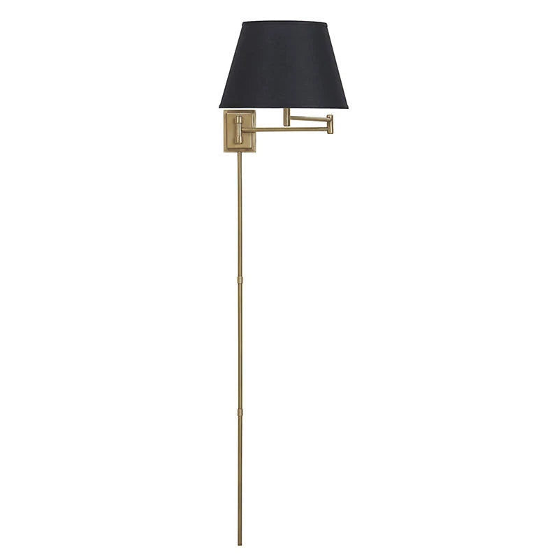 Swing Arm Sconce with Shade Mushroom Pleated Black C68073