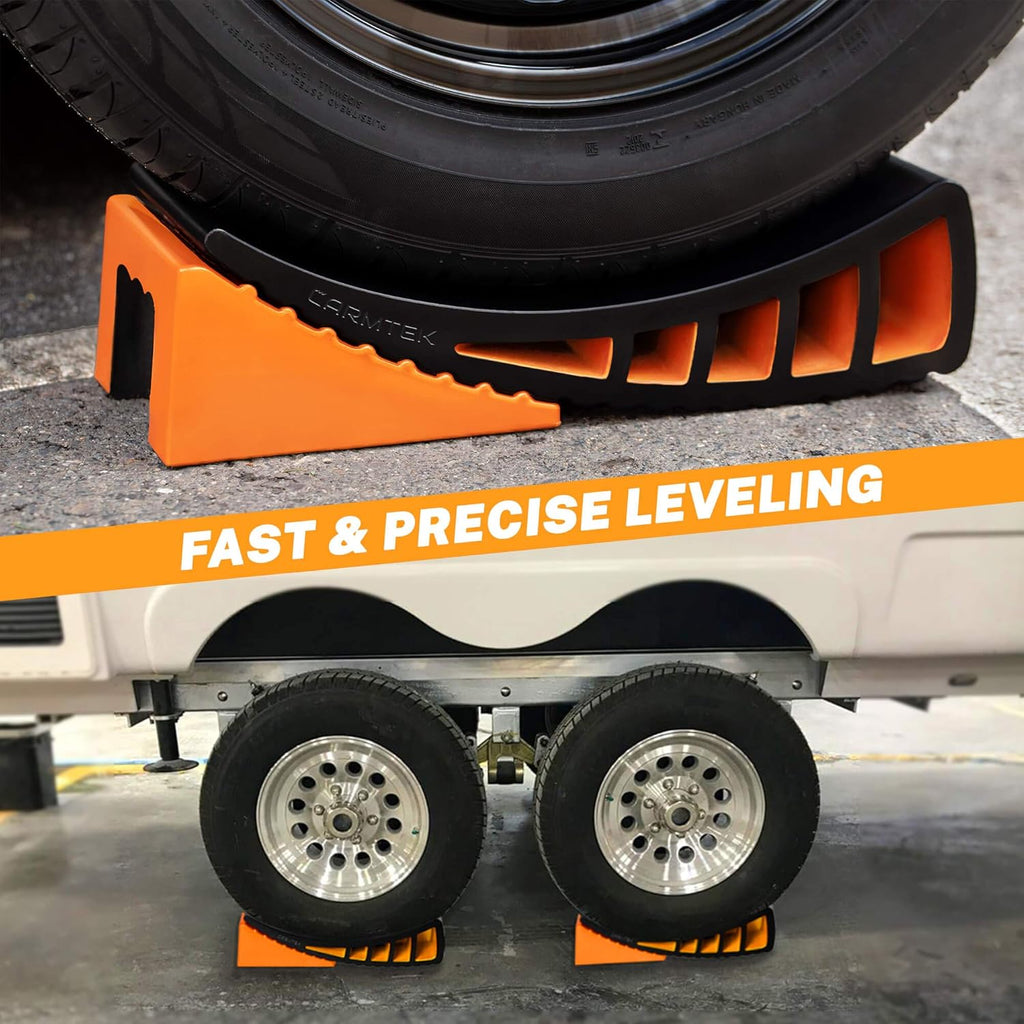 Curved RV Levelers with Wheel Chocks, Rubber Mats and Carry Bag R737