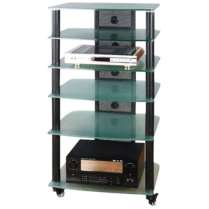 Black Frame and Black Glass Audio Rack K2190