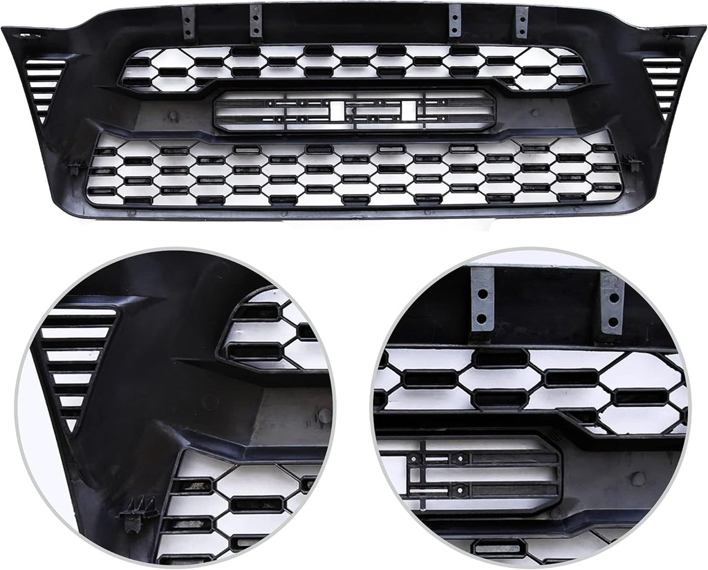 Gloss Black Front Grille with 3 Amber LED Lights I566022