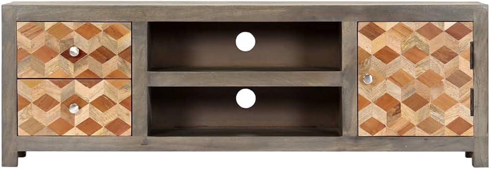 Gray TV Cabinet Solid Mango Wood N528