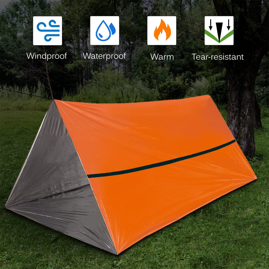 Waterproof Thermal Poncho Raincoat with Sleeping Bag and Tent Shelter O419