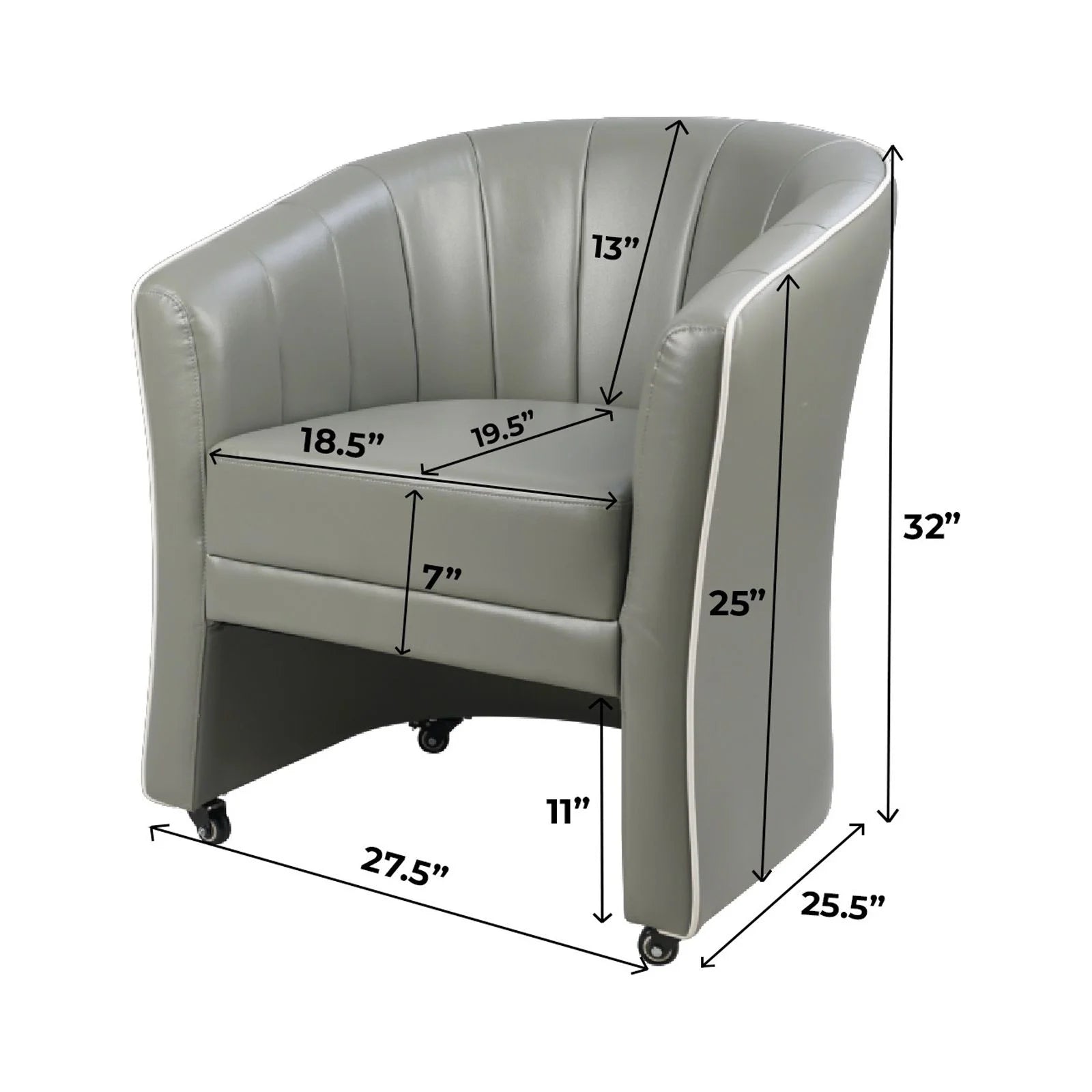 Black Leather Guest Chair with Lockable Rolling Casters I95794