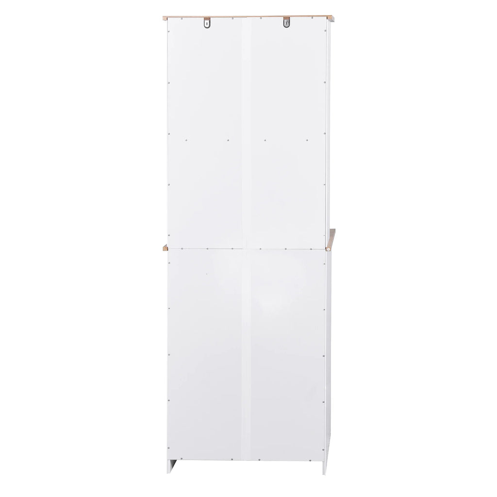 White Tall Wooden Kitchen Cabinet with 2 Drawers Y72880