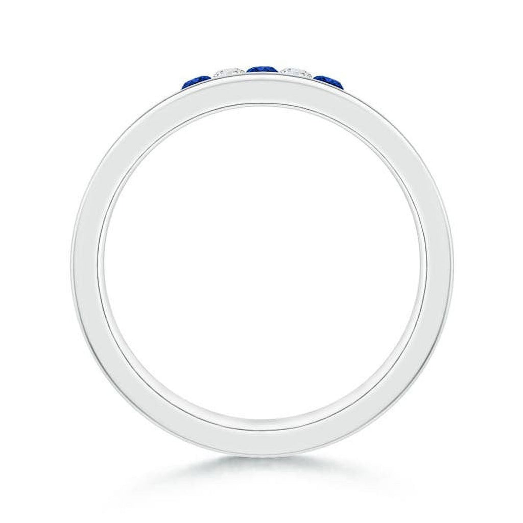 Natural Blue Sapphire & Diamond Classic Ring in 14K White Gold, Size 12.5 M747