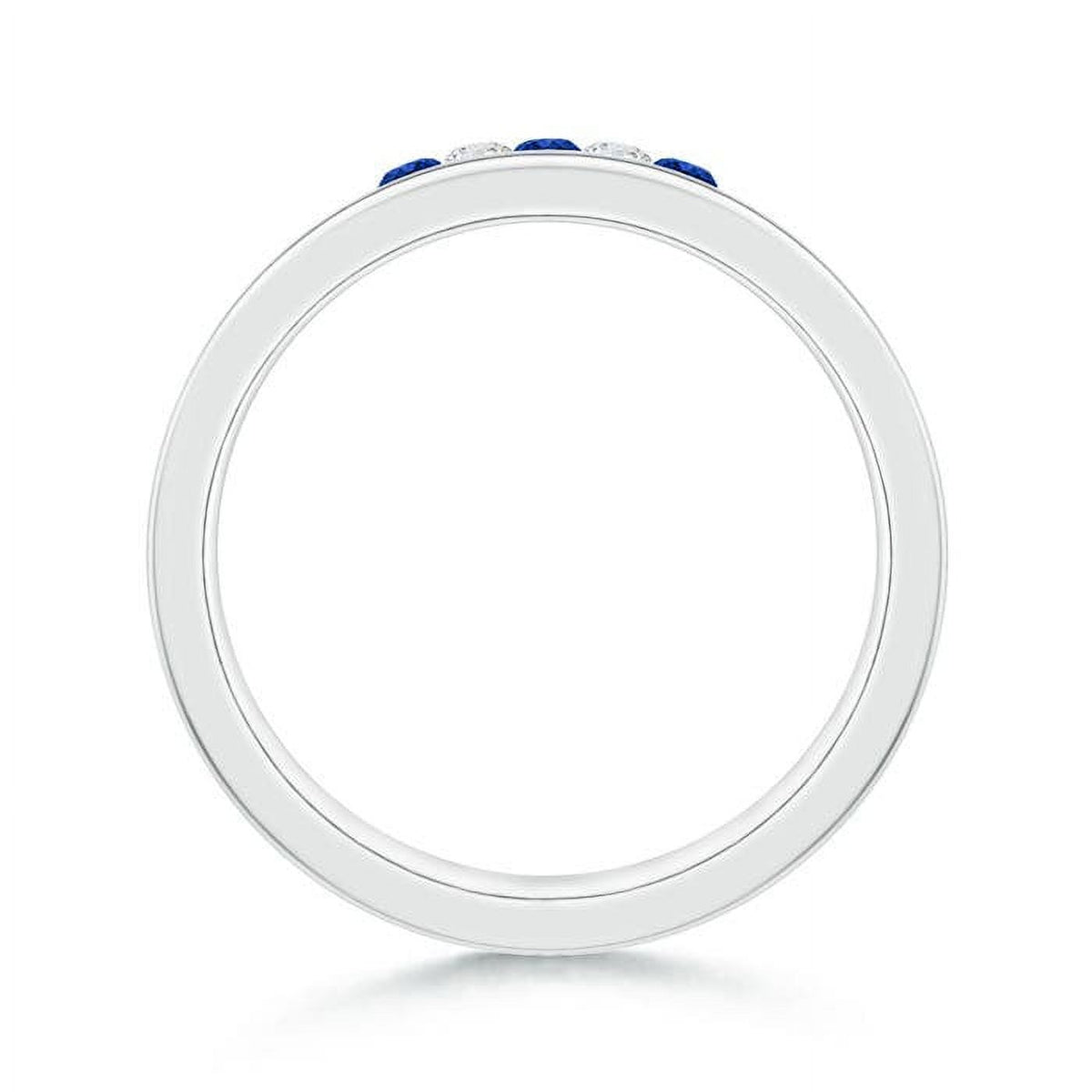 Natural Blue Sapphire & Diamond Classic Ring in 14K White Gold, Size 12.5 M747