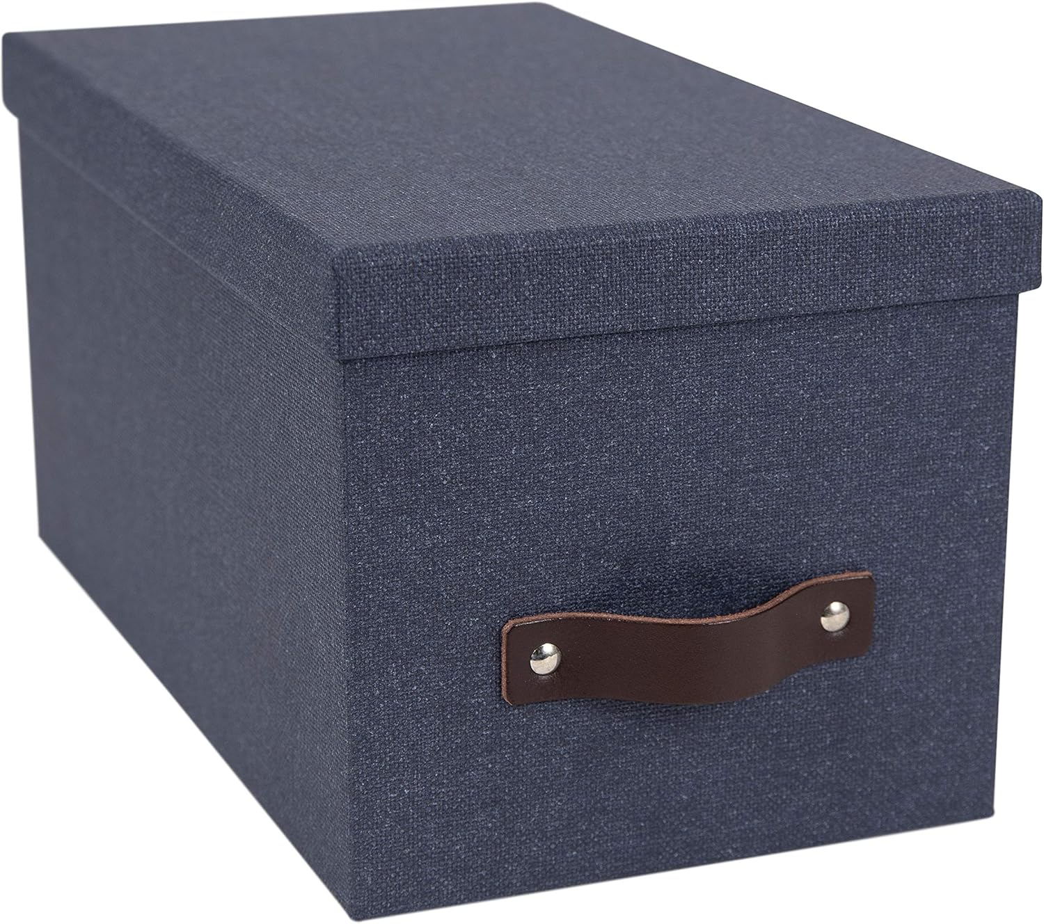 Canvas Gray Storage Box with Leather Handle T266