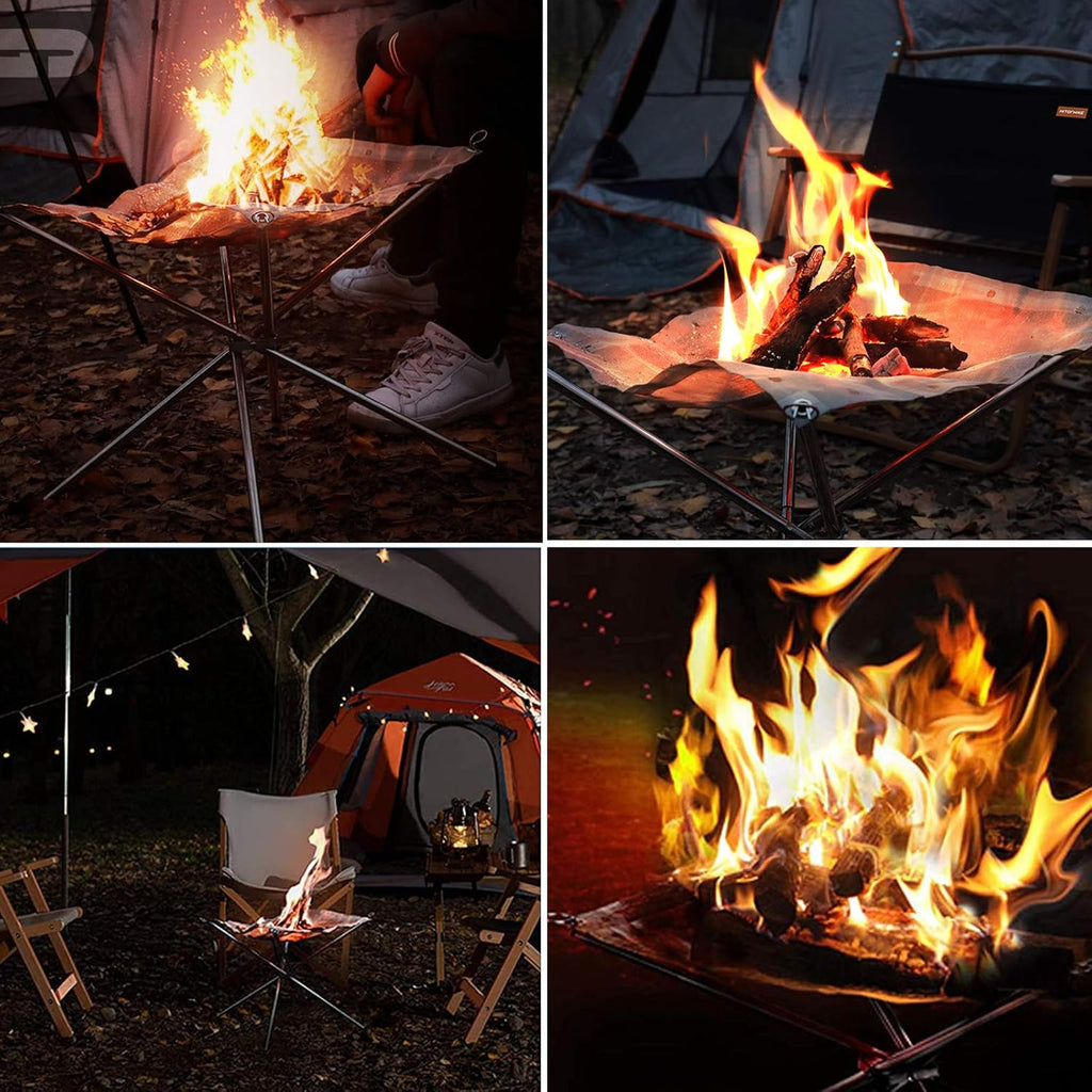 Portable Collapsing Steel Mesh Fire Pit (22 Inch) with Carrying Bag Z129117