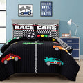 Racing Cars Quilt Black/Multi 5pc Set Full/Queen L551