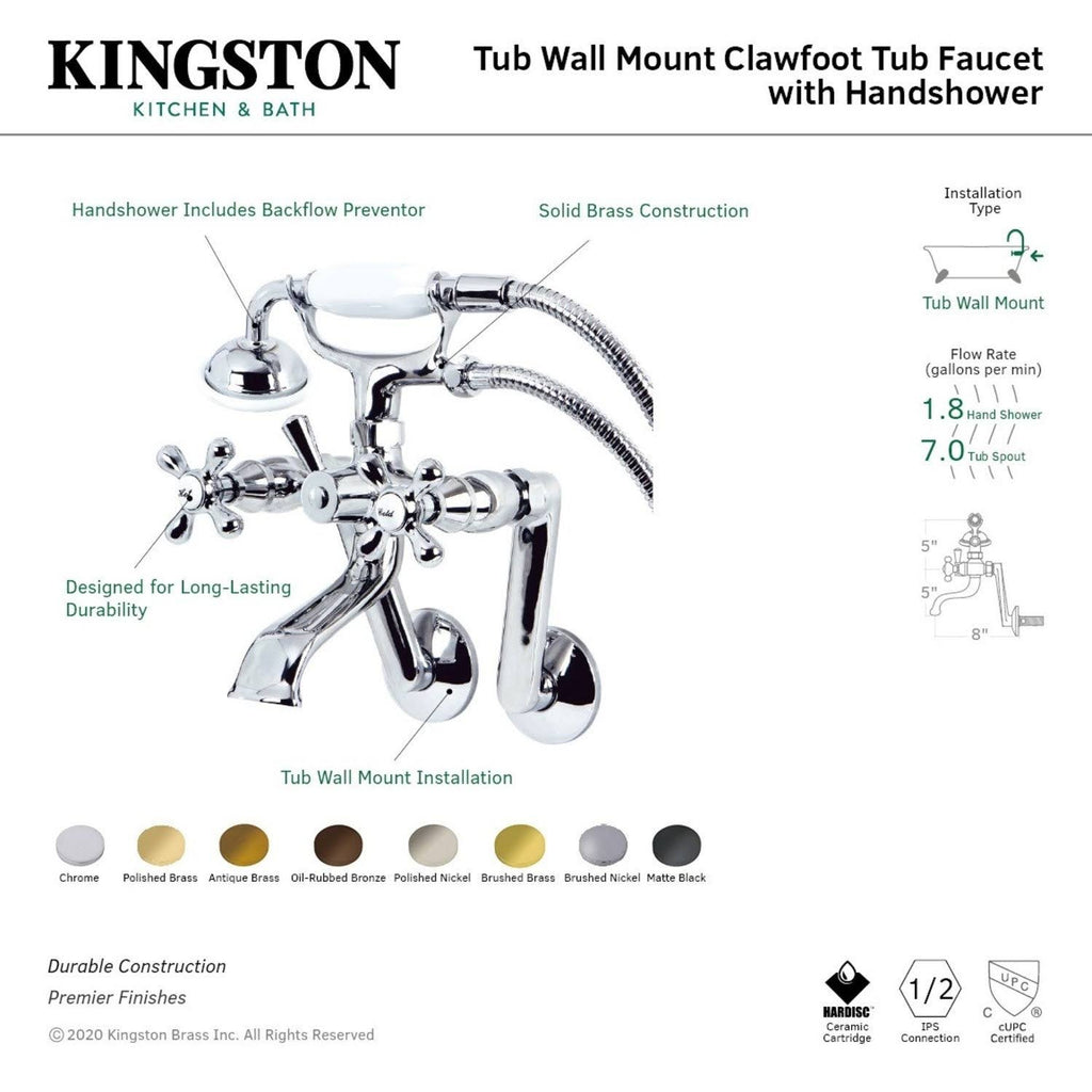 Brushed Nickel Clawfoot Tub Faucet with Hand Shower D9559