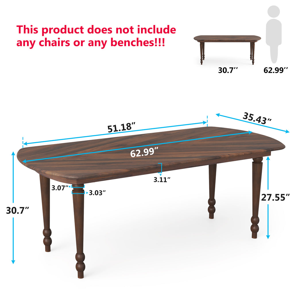 63'' Brown Dining Table with Wood Legs V811724