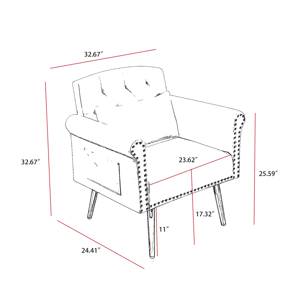 Velvet Armchair with Metal Legs K365