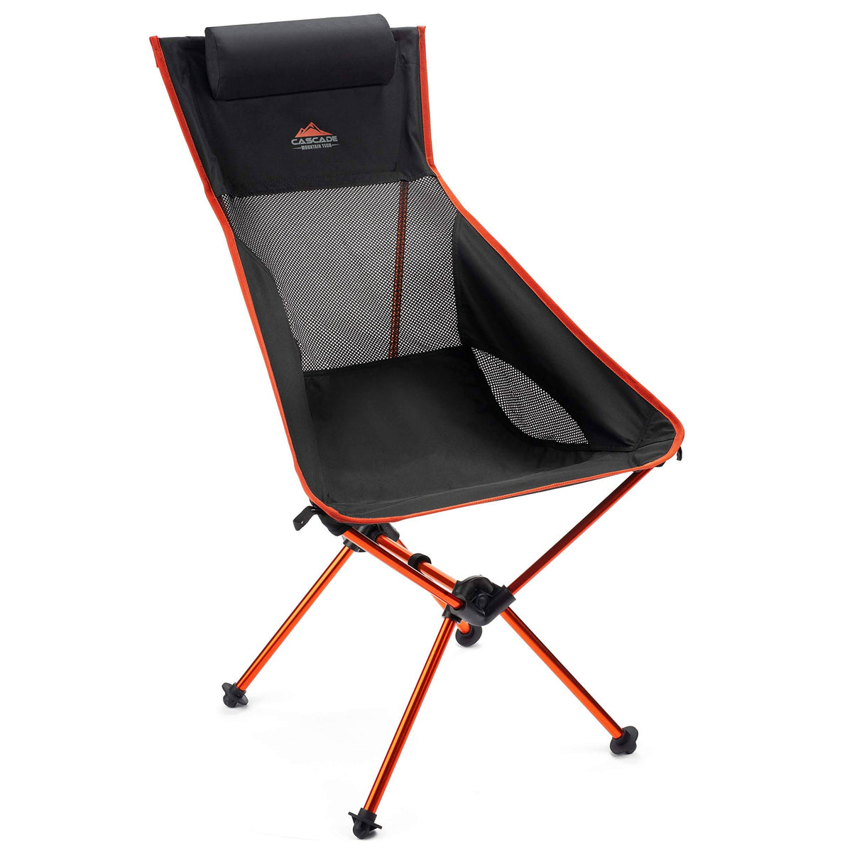 Black High Back Lightweight Camp Chair with Headrest and Carry Case H2964
