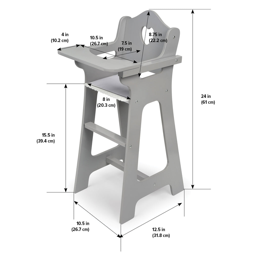 Gray Doll High Chair for 18 inch Dolls B73928