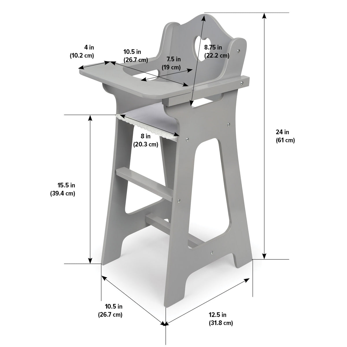 Gray Doll High Chair for 18 inch Dolls B73928