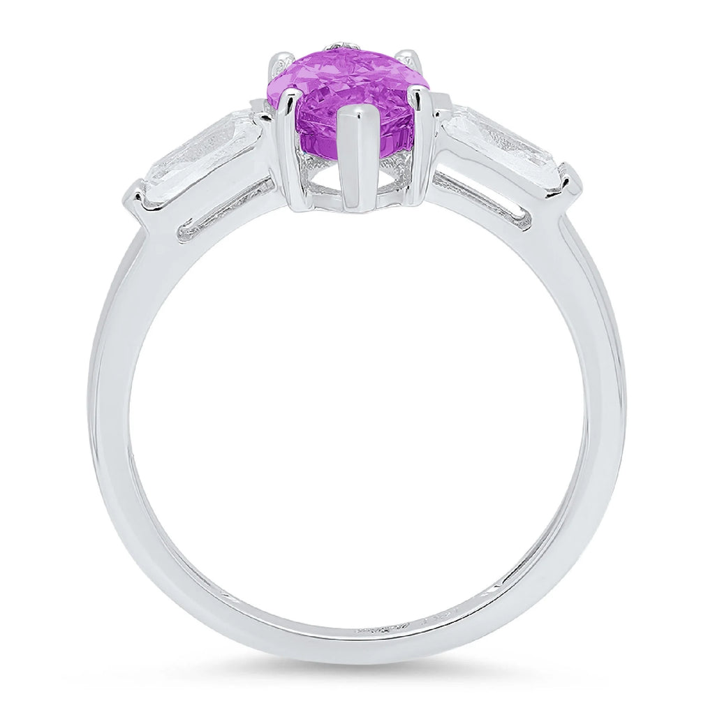 2.0ct Marquise Cut Simulated Alexandrite 18k White Gold 3 Stone Ring T554438