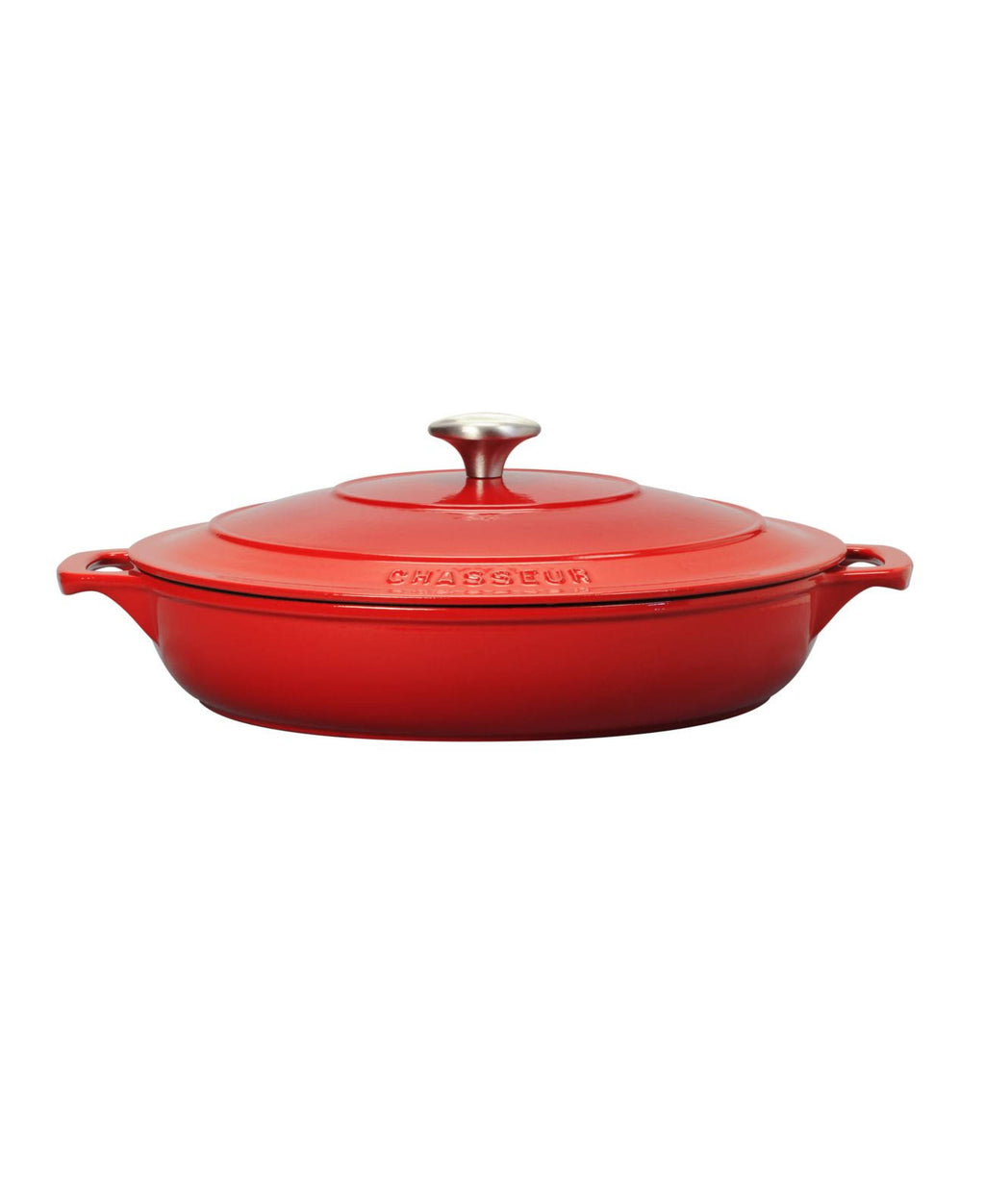 Red Enameled Cast Iron Braiser with Lid M4683