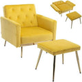 Olive Green Velvet Single Sofa Chair with Ottoman S51536