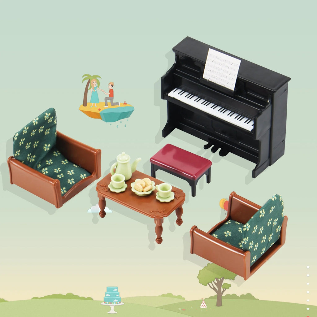 Miniature Dollhouse Furniture Kitchen Play Set with Refrigerator D1532