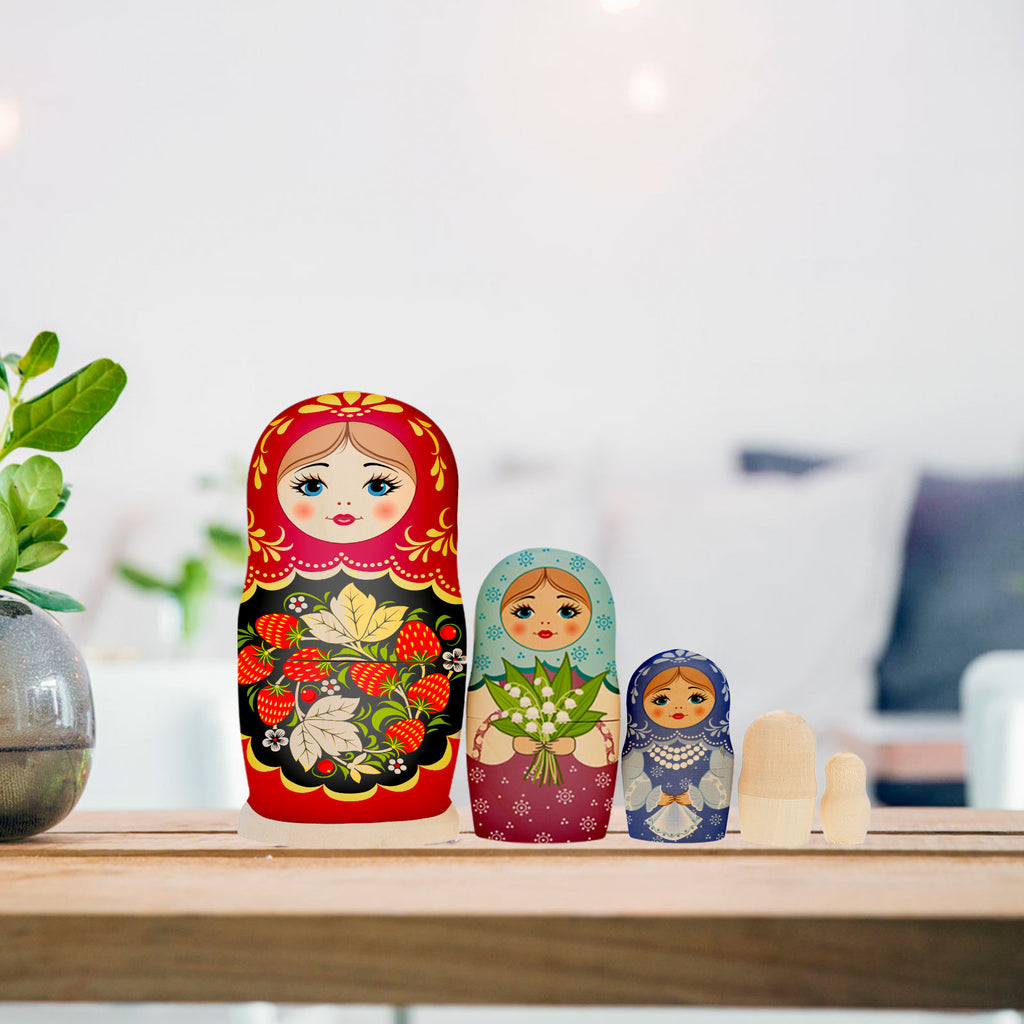 Unpainted Wooden Nesting Dolls Set E491564