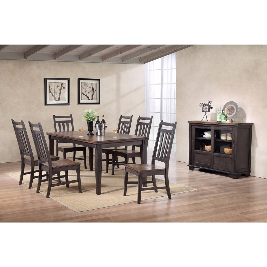 Grey Brown Wood Slatback Dining Side Chairs (Set of 2) V69825