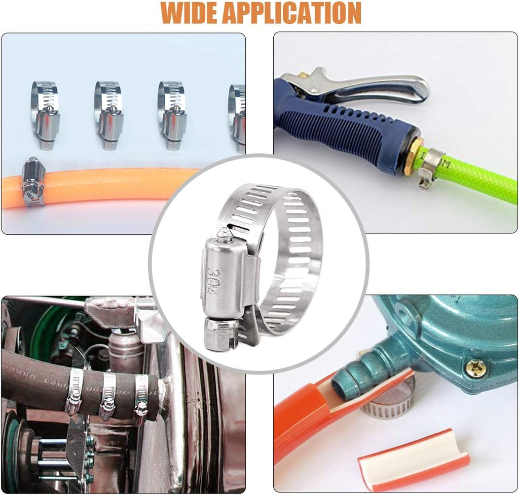 25Pcs Adjustable 304 Stainless Steel Worm Gear Hose Clamp Assortment Kit (18-32mm) U62803