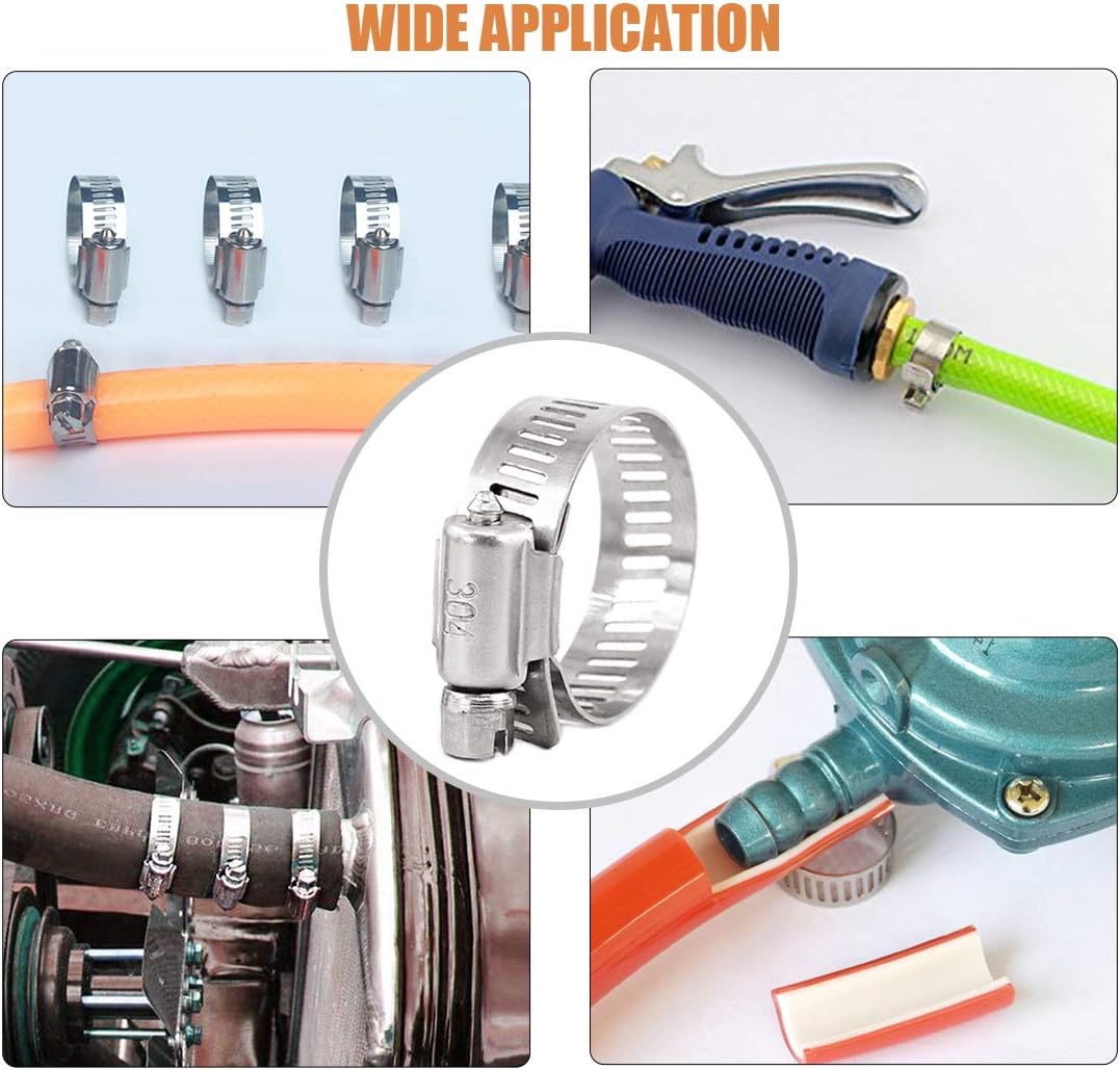 25Pcs Adjustable 304 Stainless Steel Worm Gear Hose Clamp Assortment Kit (18-32mm) U62803