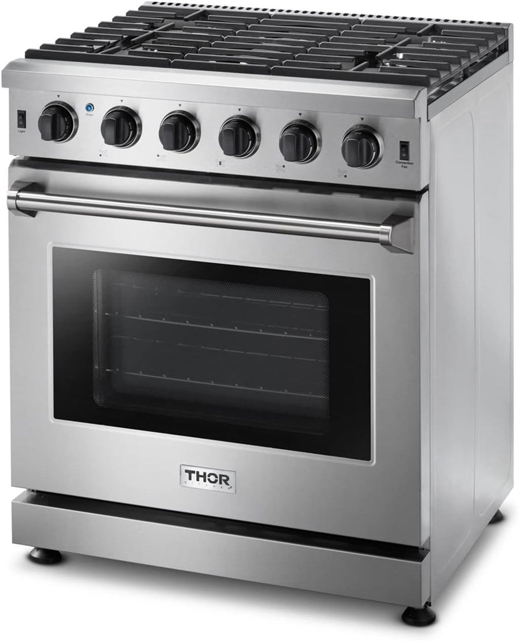 30 Inch Stainless Steel Gas Range with 5 Sealed Burners, 4.5 cu. ft. Oven, Storage Drawer, Cast Iron Grate F1555