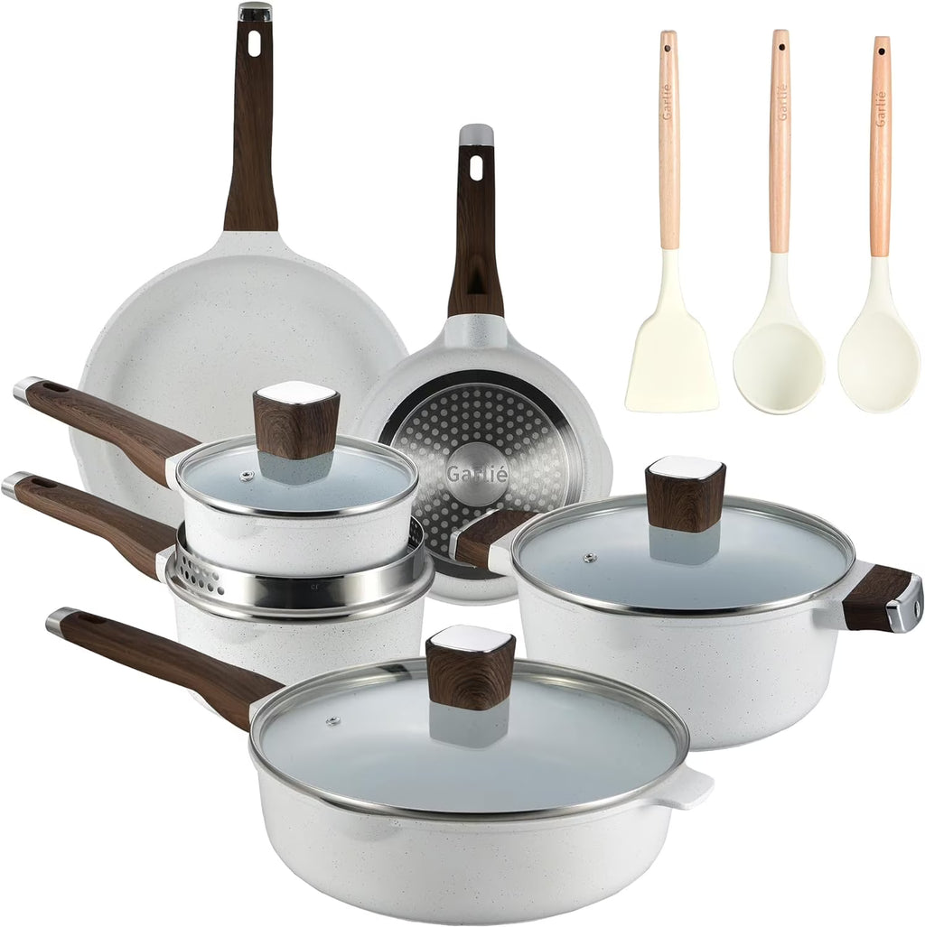 13pcs Nonstick White Granite Cookware Set W55651