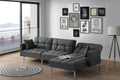 Adjustable Fabric Sectional Sofa with 2 Pillows Dark Gray S1335
