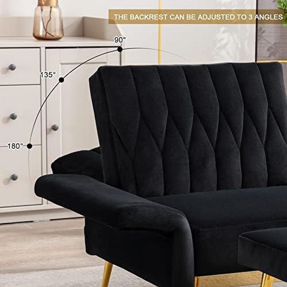 Orange Velvet Single Sofa Chair with Ottoman T9801