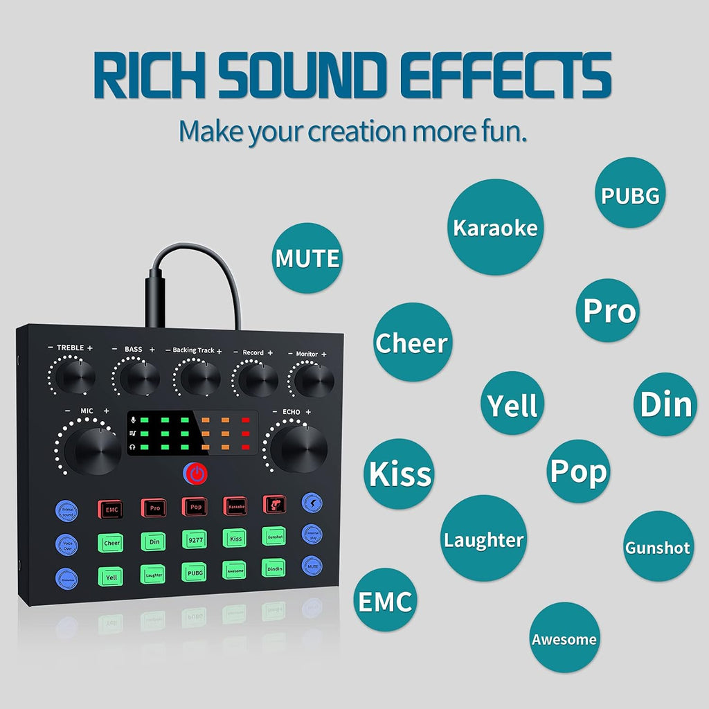Podcast Equipment Bundle, Audio Interface with DJ Mixer and Studio Broadcast Microphone, Pack of 2 H8360