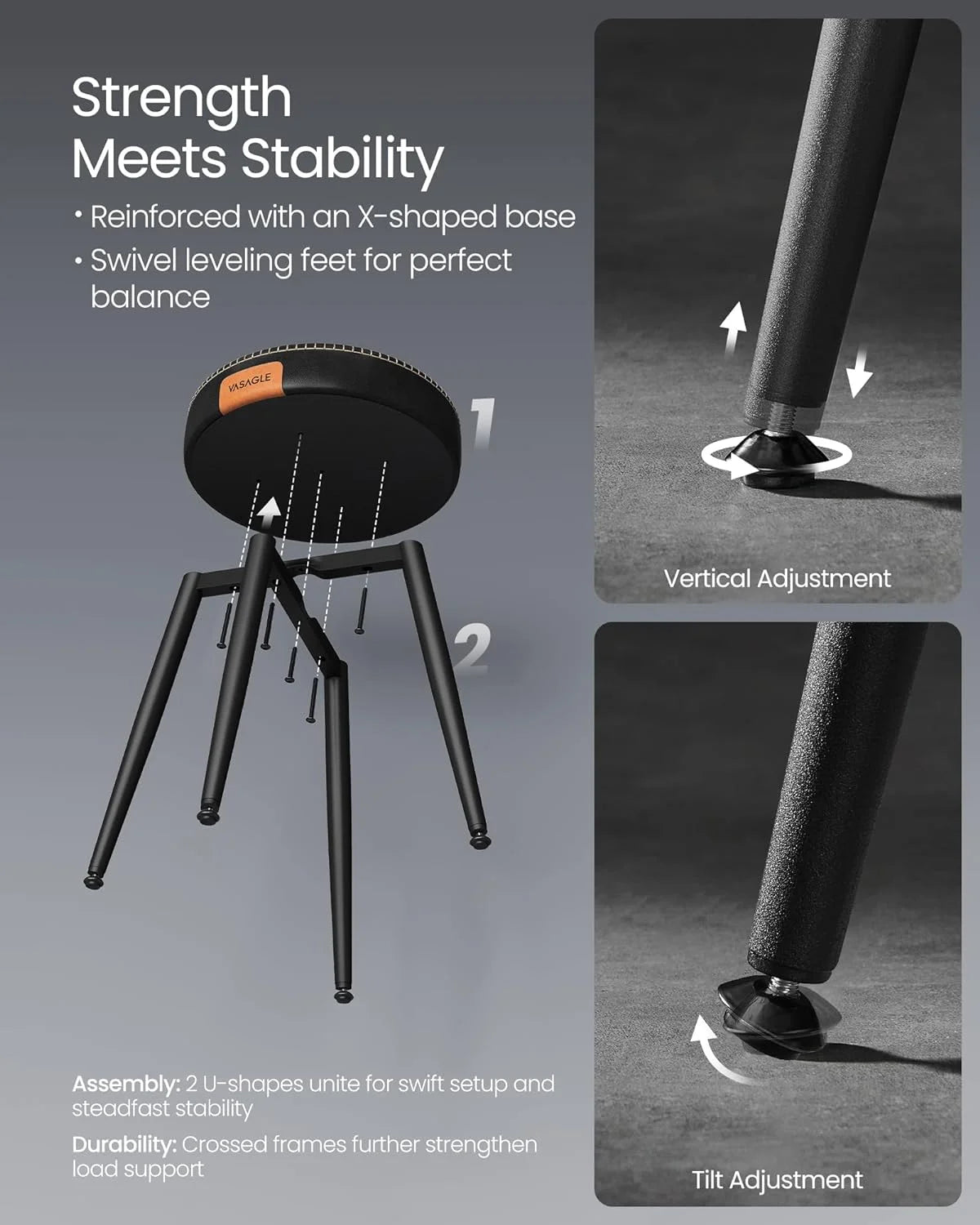 Ink Black Upholstered Dining Stools Set of 2 O7887